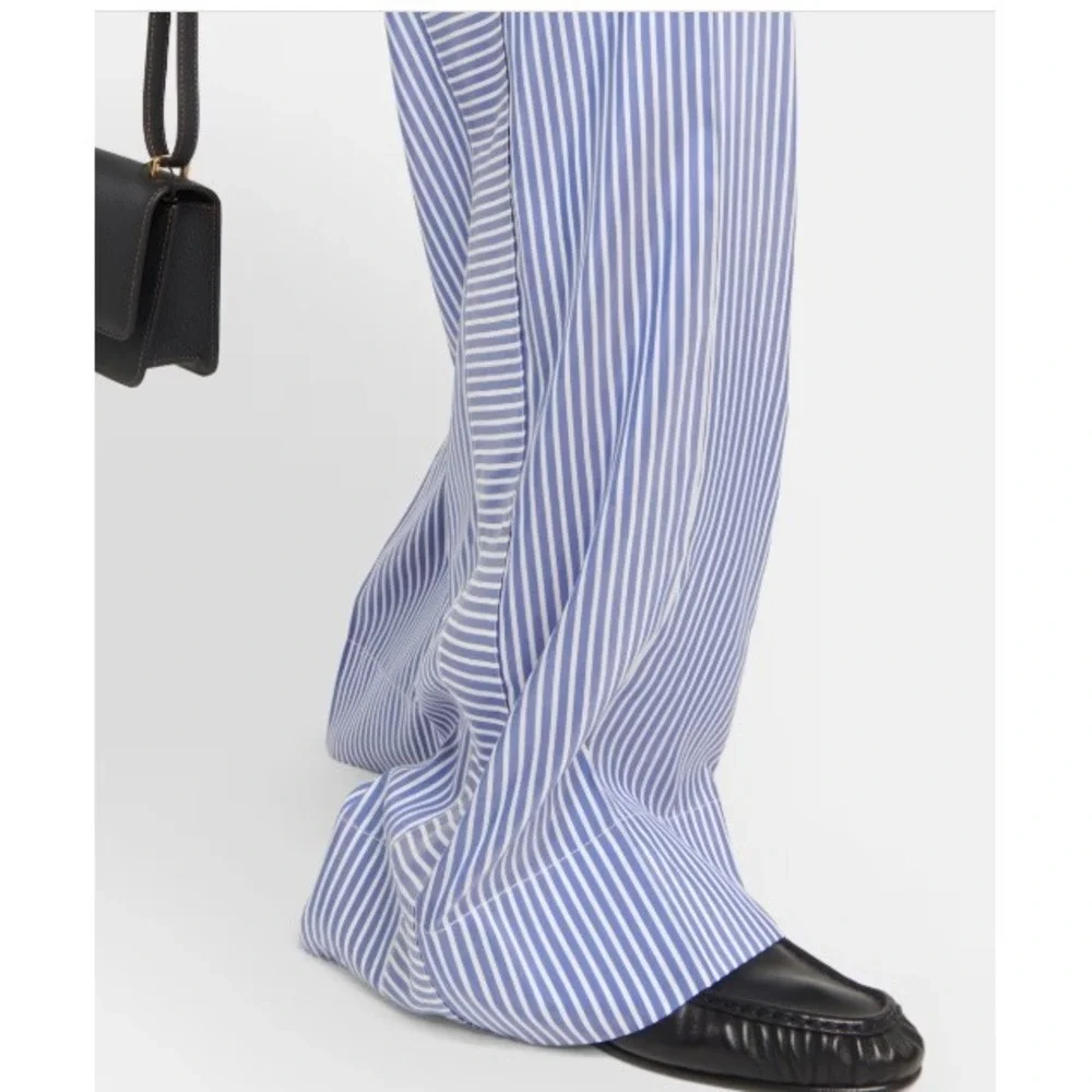 Burberry Striped High-Rise Silk‎ Wide-Leg Pants Size 4 - Picture 2 of 8